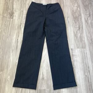 Calvin Klein Gray Pinstripe Straight Leg Trousers Slash Pockets Women's Size 6